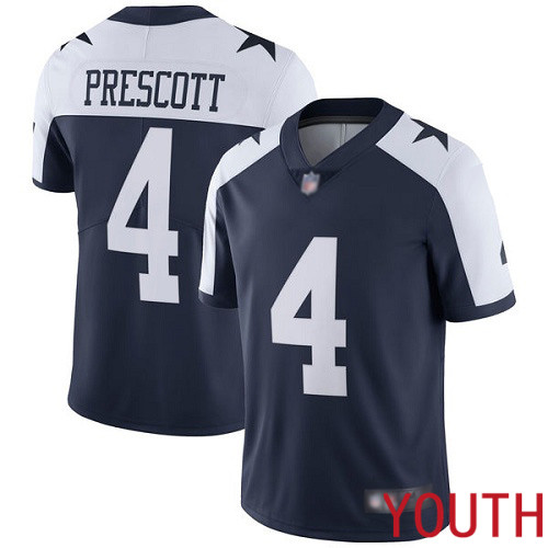 Youth Dallas Cowboys Limited Navy Blue Dak Prescott Alternate #4 Vapor Untouchable Throwback NFL Jersey->youth nfl jersey->Youth Jersey